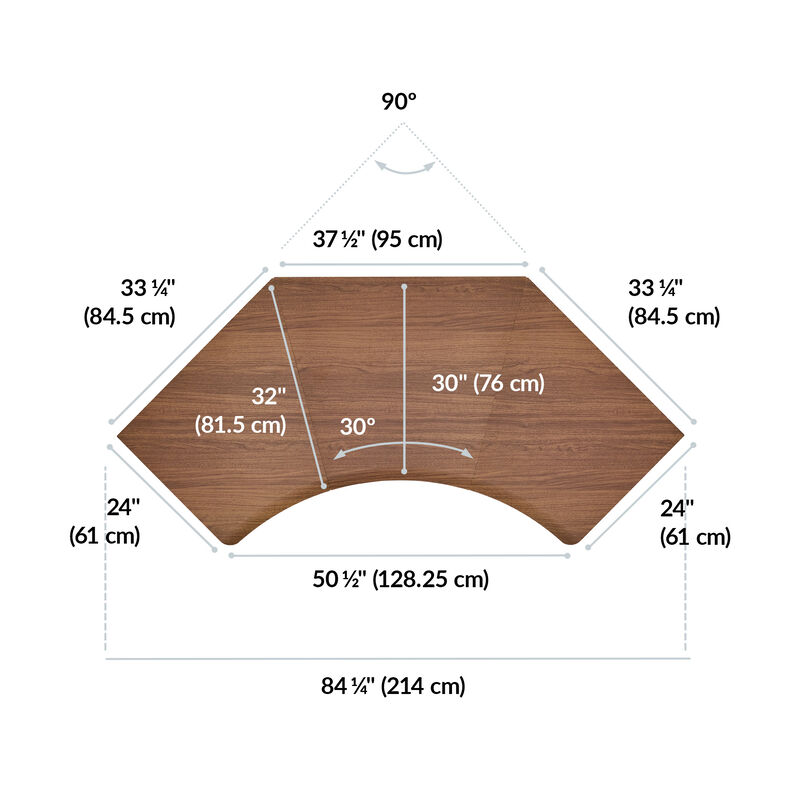 overhead view of standing desktop that is eighty four inches wide and thirty two inches deep image number null