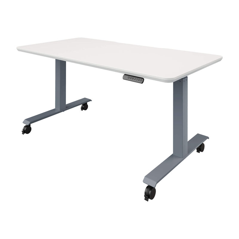 casters setup on an electric standing desk image number null