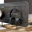corner accessory panel installed on desk with accessories
