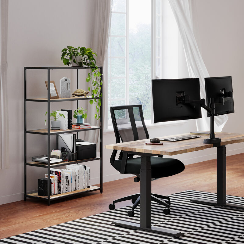 5-tier shelf in reclaimed wood setup in an office environment image number null