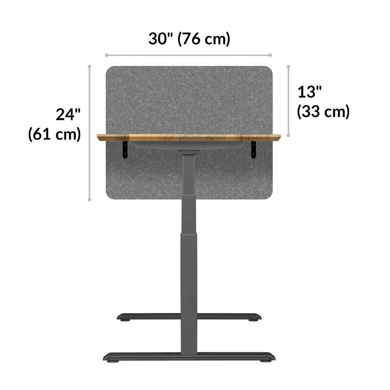 Vari privacy and modesty felt panel 30 24 inches tall, 30 inches wide, and sits 13 inches above desk top when mounted image number null