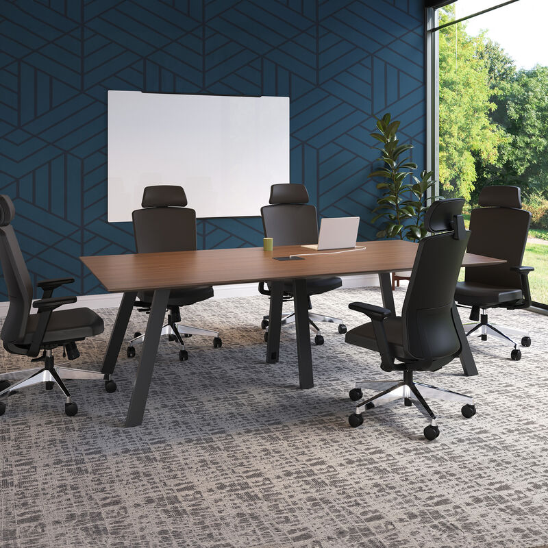 executive conference table in walnut finish setup in a workspace image number null