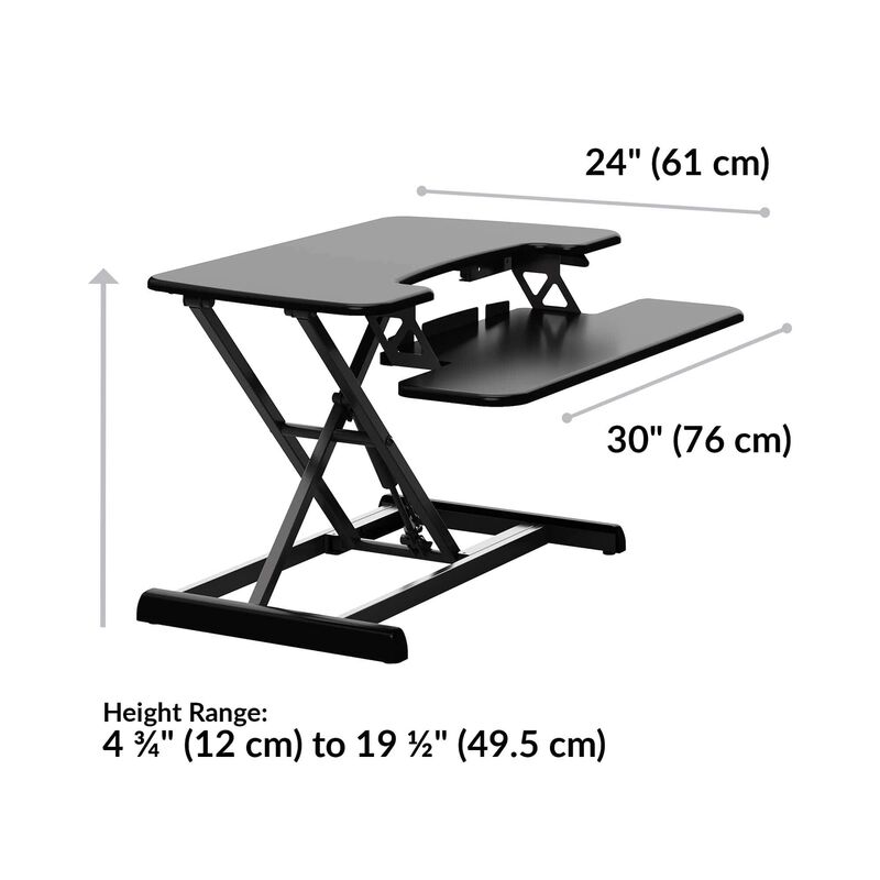 dimensions width 30 inches depth 24 inches height range 4.75 inches to 19.5 inches image number null