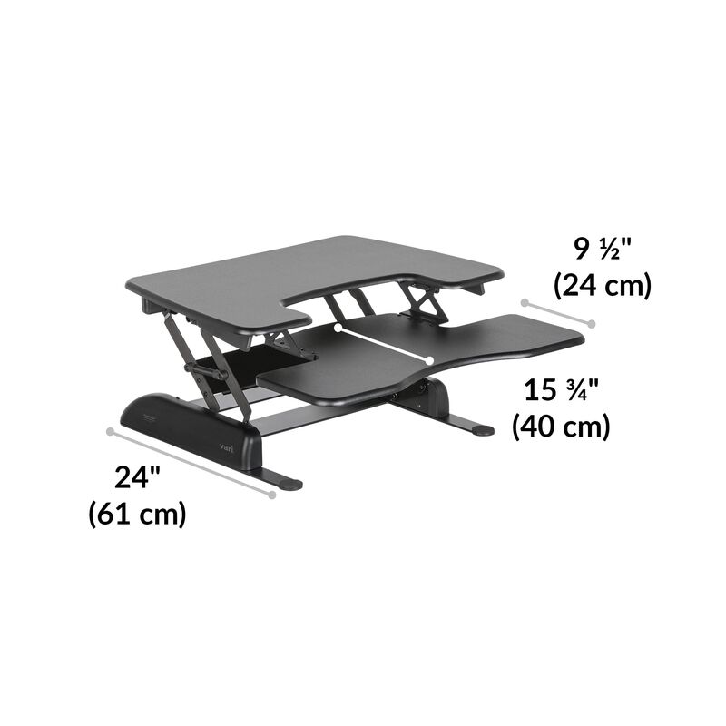 VariDesk&reg; Pro Plus&trade; 30 Black base is 24 inches deep image number null