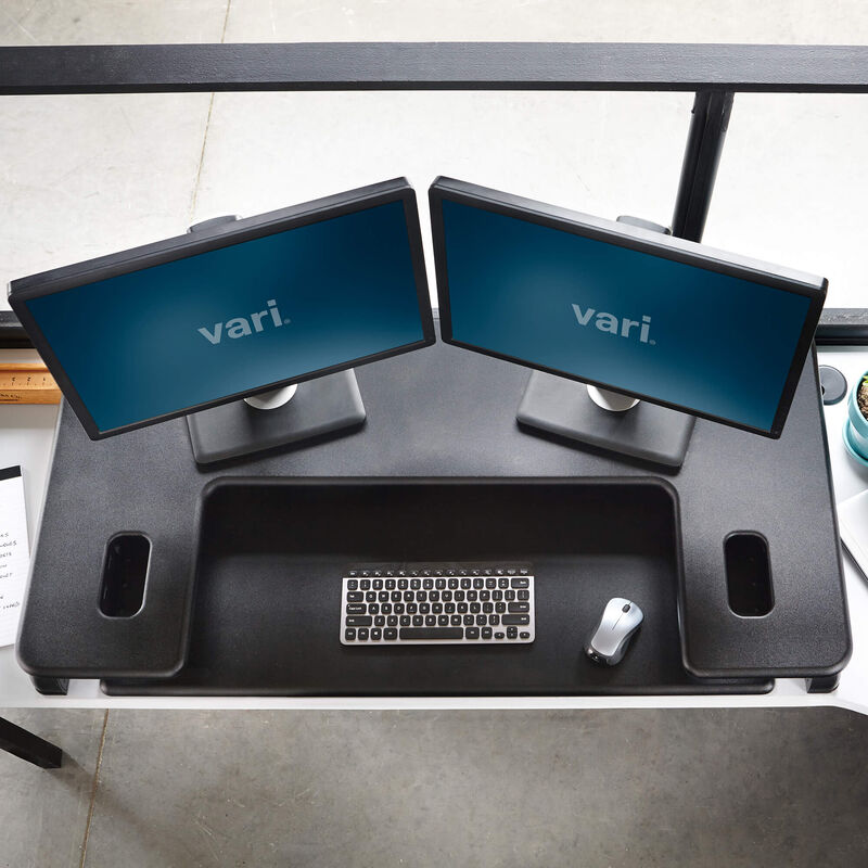 overhead view of the varidesk cube plus 48 black in an office image number null