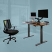 bundle includes electric standing desk a dual monitor and laptop stand with task chair and power hub
