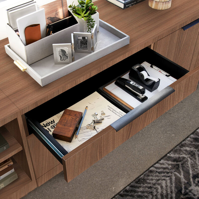 Executive lateral file cabinet shown with top drawer open image number null