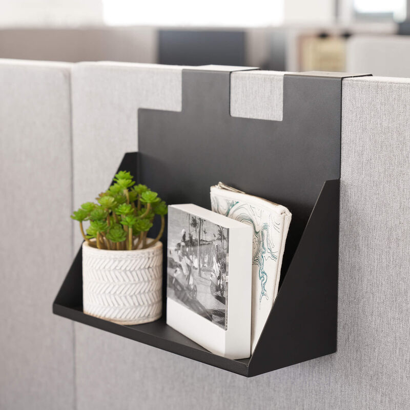 quickflex cubes hanging shelf accessory in black displayed on a wall panel image number null