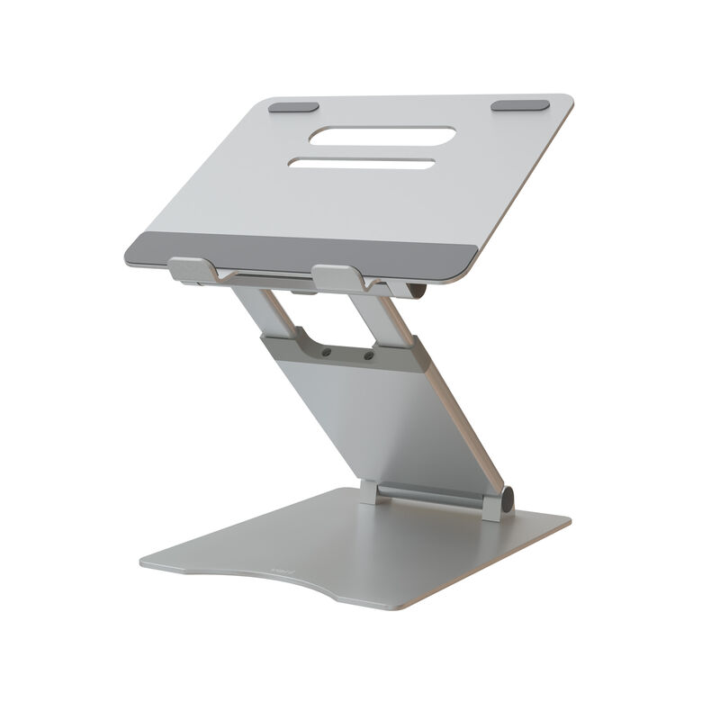 laptop stand in raised position in front of a white background image number null