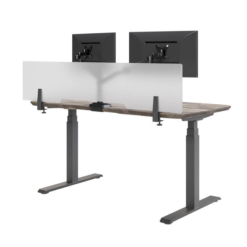 Acrylic Privacy Panel 60 in Frosted Acrylic attached to an electric standing desk image number null
