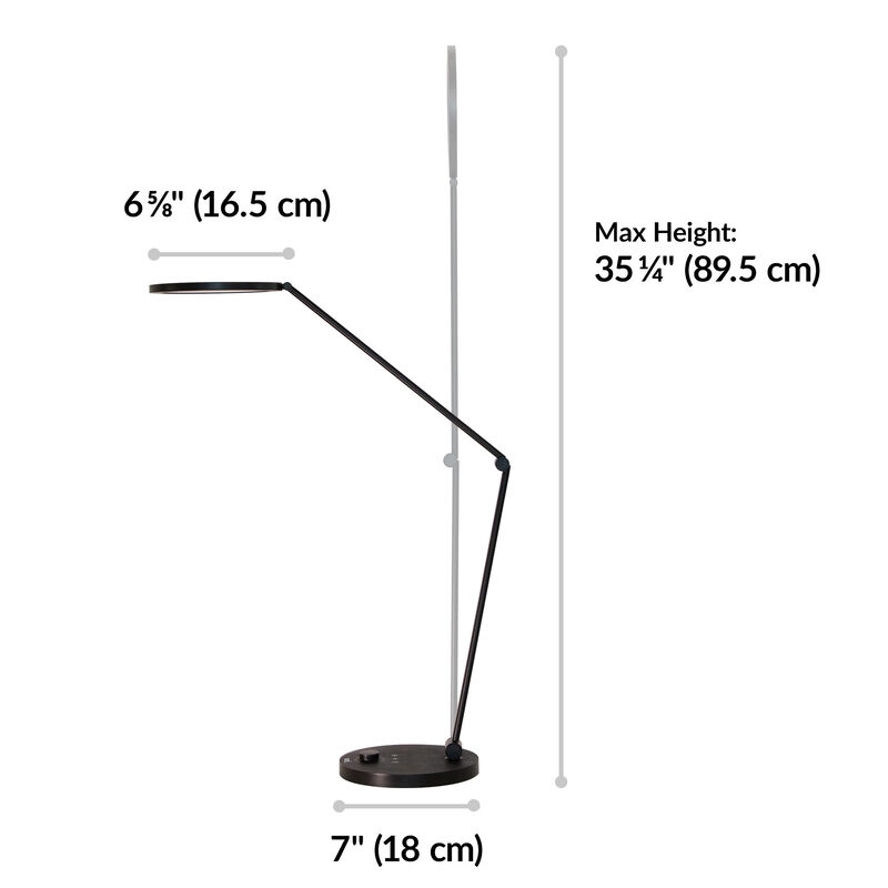 angle view of studio lamp with measurements image number null