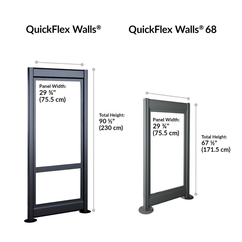 two sizes offered for the slate quickflex wall 90 and a half inch and 68 inch  image number null