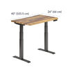 standing desk with labeled dimensions: 40&rdquo; (101.5 cm) wide, 26&rdquo; (66 cm) deep