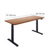 Line illustration of the desk frame with dimension callouts showing a width of seventy-two inches and a depth of thirty inches.