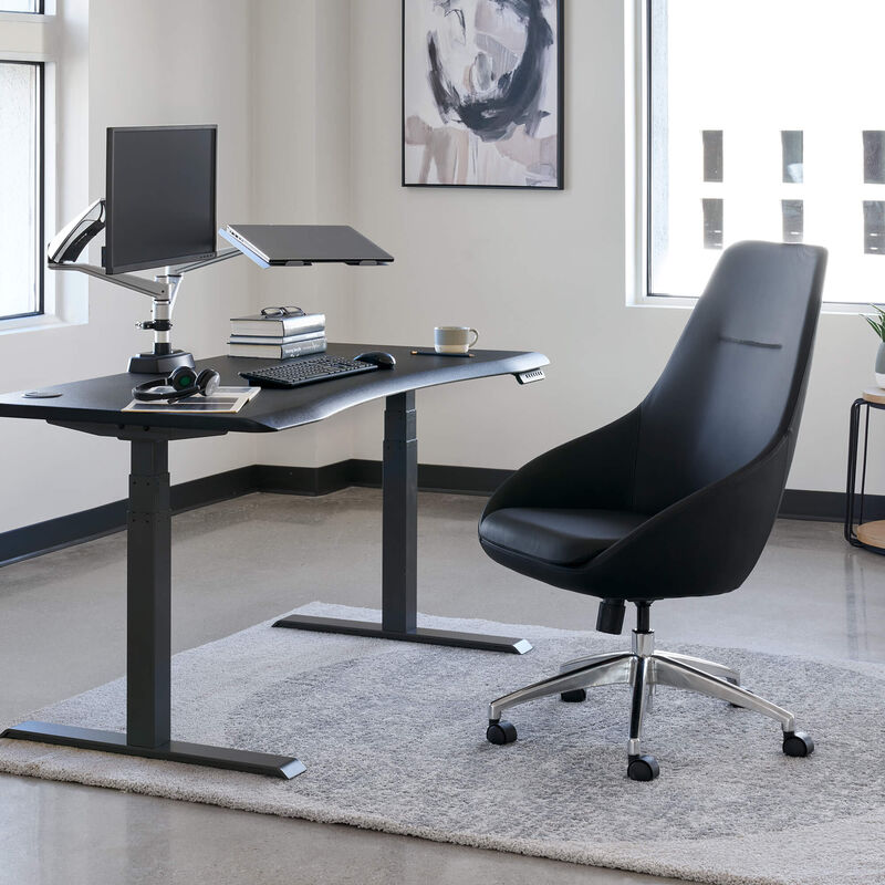 charcoal grey high  back chair shown in private office setting image number null