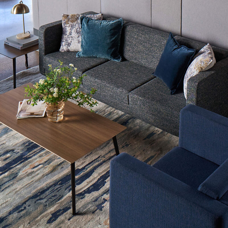 overhead view of the aspire three seat sofa in an open office setting image number null