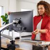 Professional adjusting monitor mounted on single monitor arm 