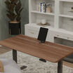 wider view of the tablet stand and the electric standing desk