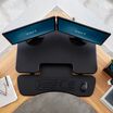 Overhead view of VariDesk&reg; Cube Corner&reg; 36 in office