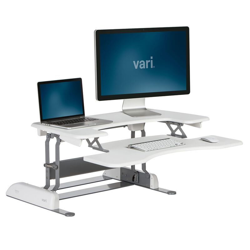 varidesk pro plus 36 white sit-stand desk converter in raised position image number null
