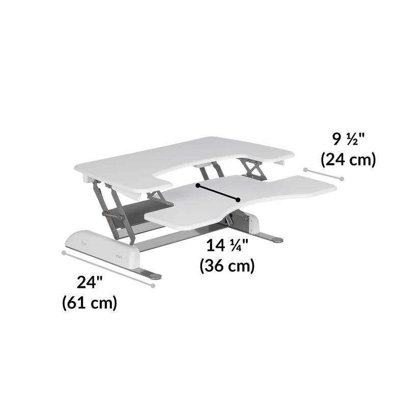 varidesk pro plus 36 white depth of desk base is 24 inches image number null
