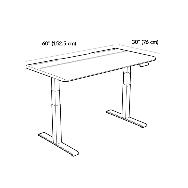 Line drawing of the TechTrack ESD Walnut desk with dimension callouts showing sixty inches wide by thirty inches deep. image number null