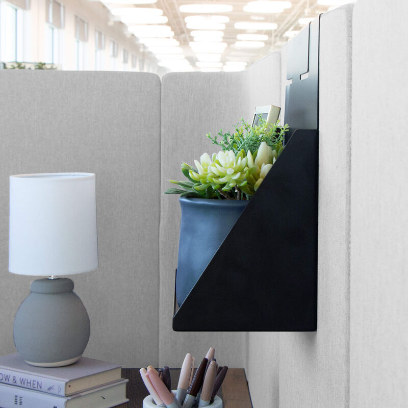 quickflex cubes hanging shelf accessory in black displayed on a wall panel at an angle image number null