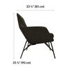 arm chair is 33 and a half inches deep and 35 and a half inches tall