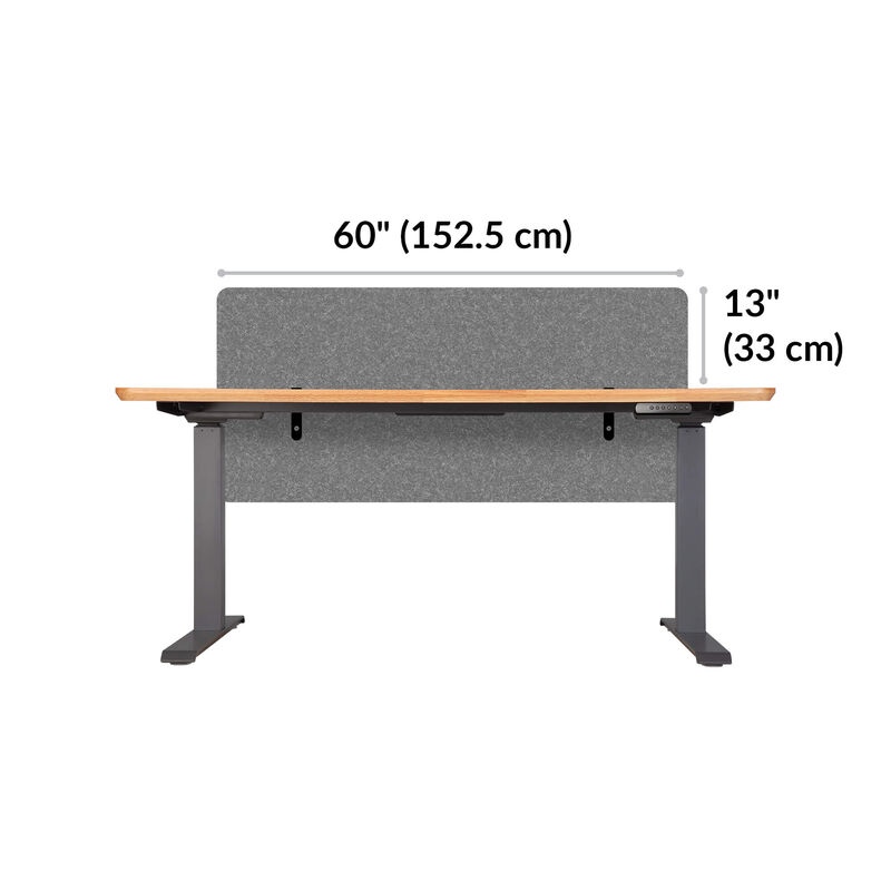 Privacy and Modesty Felt Panel 60 in Light Gray Felt is 60 inches wide and site 13 inches above tabletop when mounted image number null