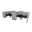 quick flex cube elevated four pack pictured with four desks, four tables, four storage cabinets and four task chairs