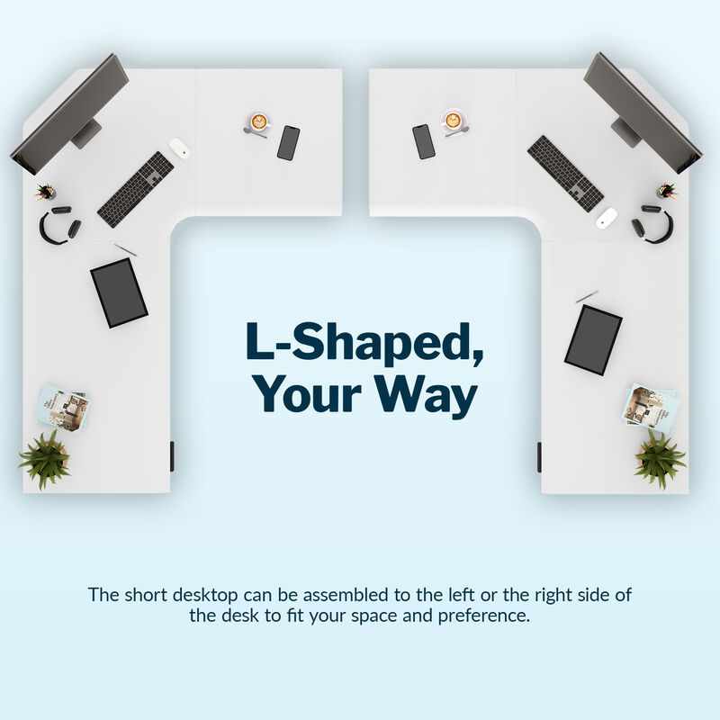 LShape 80x60 can be assembled to the left or the right side of the desk to fit your space and preference. image number null