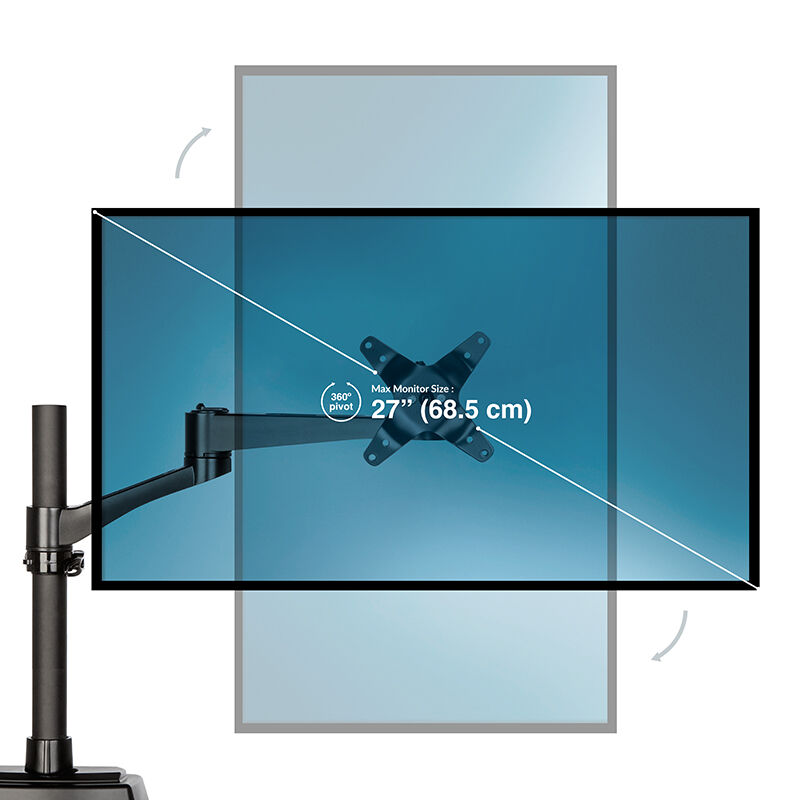 Dual-Monitor Arm 180&deg; Black can hold 27 inch monitors image number null