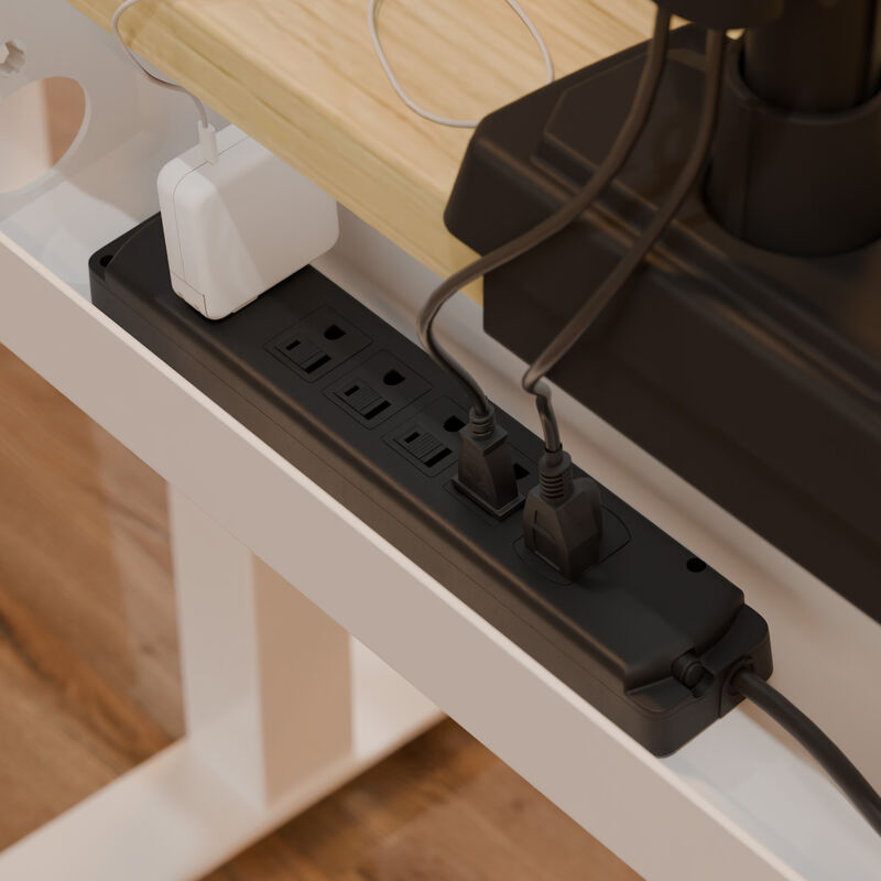 power strip in a cable management tray image number null
