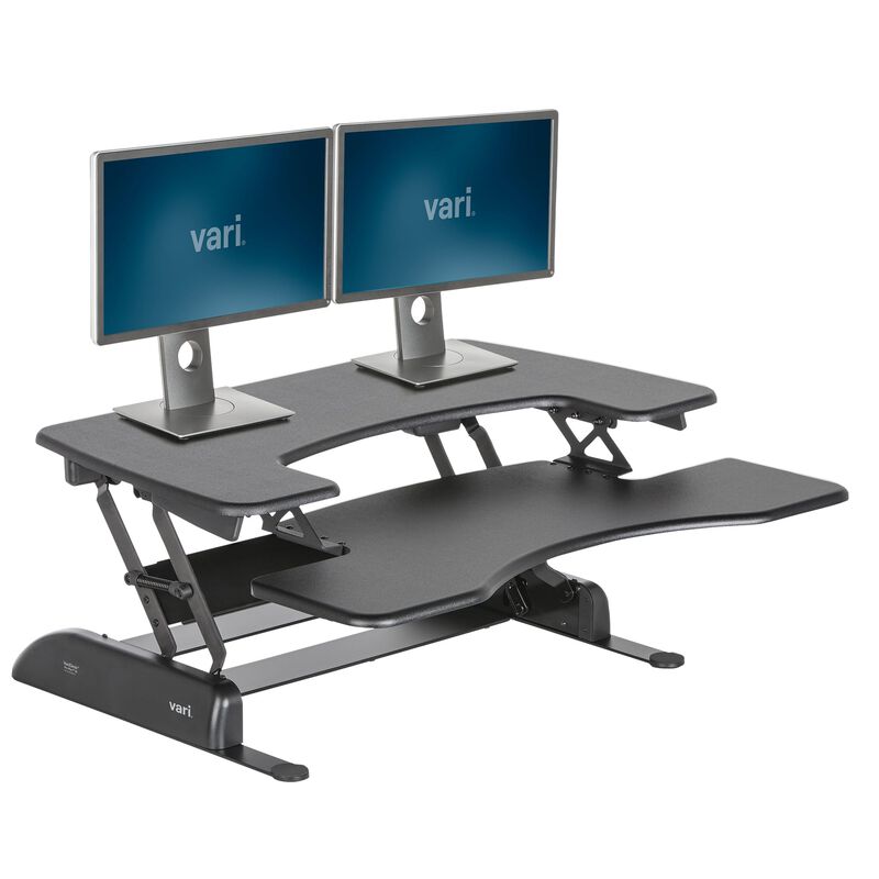 varidesk pro plus 36 black sit-stand desk converter in raised position image number null