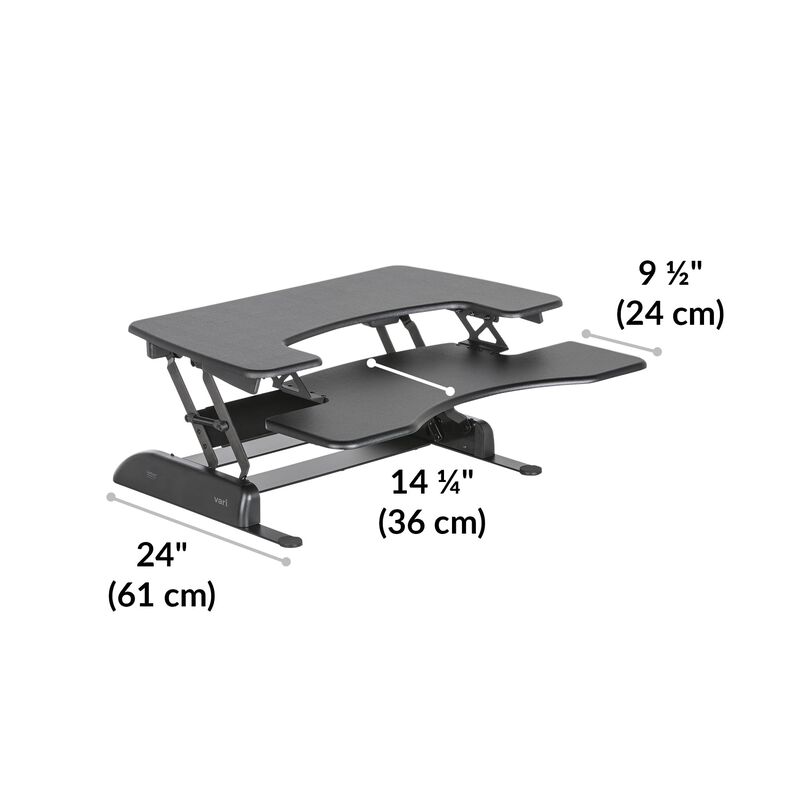 varidesk pro plus 36 black depth of desk base is 24 inches image number null