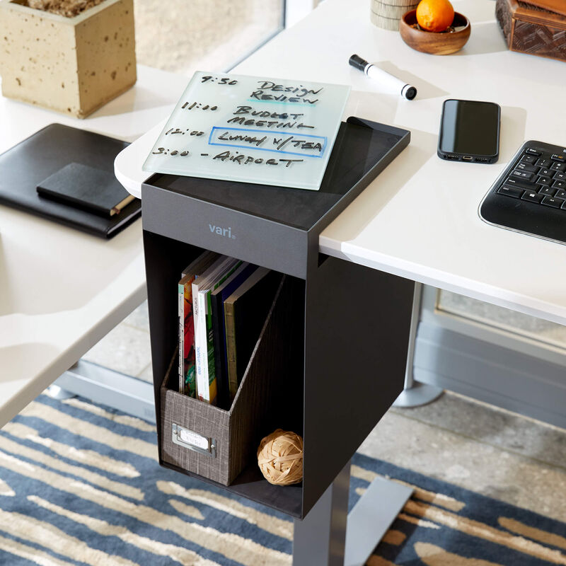 hanging desk cubby on electric standing desk with marker board removed image number null