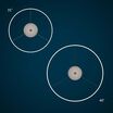 size comparison of 31 inch and and 40 inch halo lights on blue background