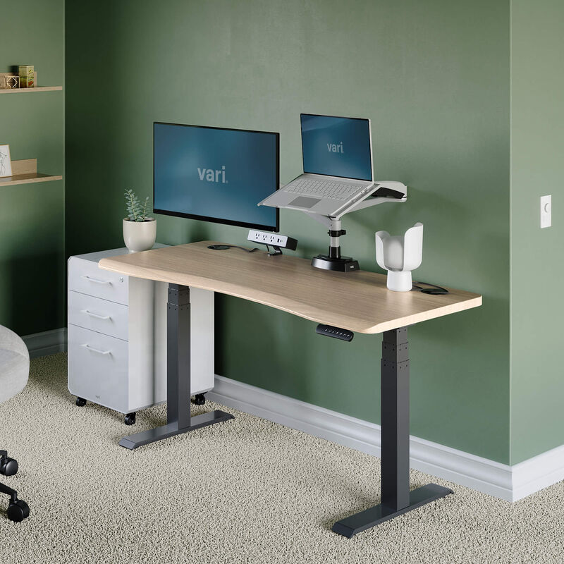 standing desk in a home office setting image number null