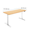 Line illustration of the desk frame with dimension callouts showing a width of seventy-two inches and a depth of thirty inches.