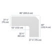 outside measurements are 27 and a half inches by 80 inches and 27 and a half inches by 60 inches. Inside dimensions are 52 inches by 32 and one quarter inches