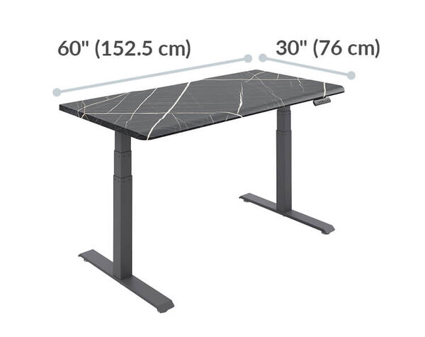 Electric Standing Desk with ComfortEdge&trade; 60x30 walnut is 48 inches wide and 30 inches deep