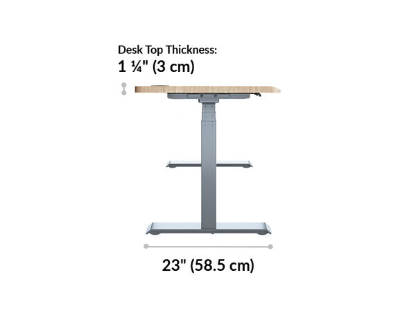 The base of the ergo electric Standing Desk fifty four by twenty six is twenty three inches deep