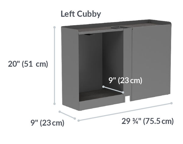 vari desk hook is four and three quarter inches tall from base to top of hook