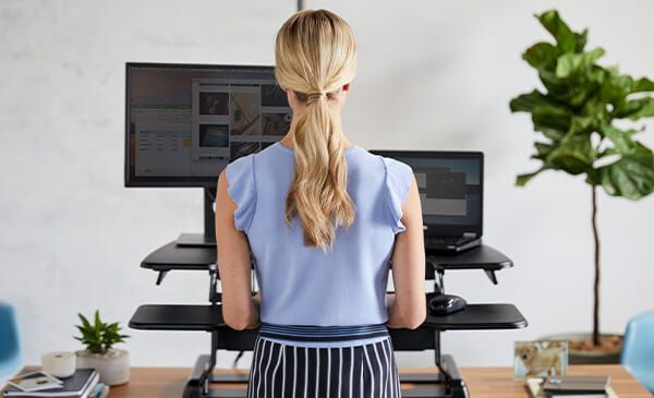 professional stretching while working in home office