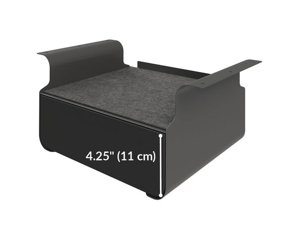 vari desk undermount storage is 4 and a quarter inches tall
