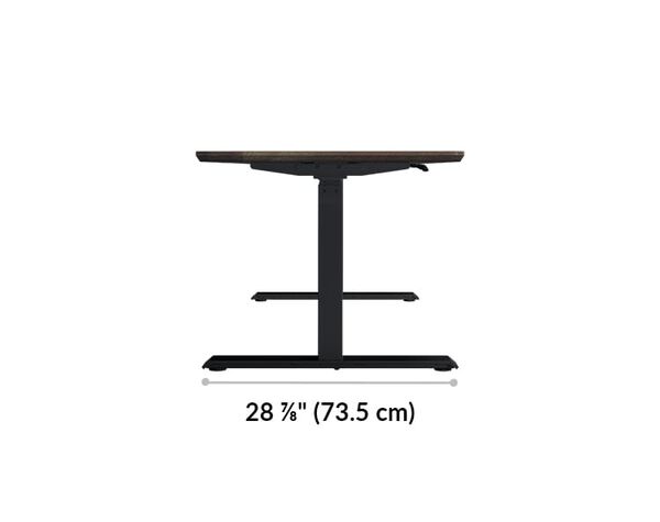 The base of the Electric Standing Desk 72x30 Reclaimed Wood is 28.88 inches deep