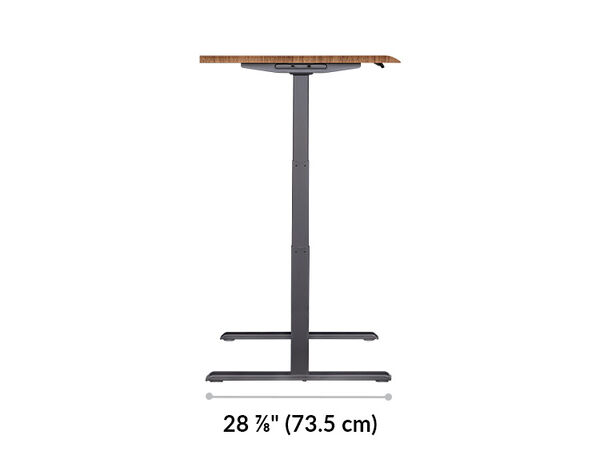The base of the Electric Standing Desk 72x30 Reclaimed Wood is 28.88 inches deep