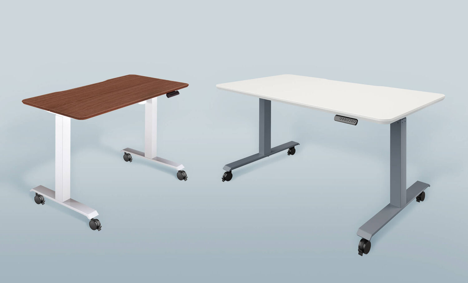 two tables that show the caster wheels installed