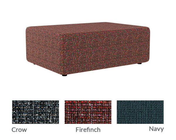 haven upholstered bench with crow firefinch and navy color swatches below
