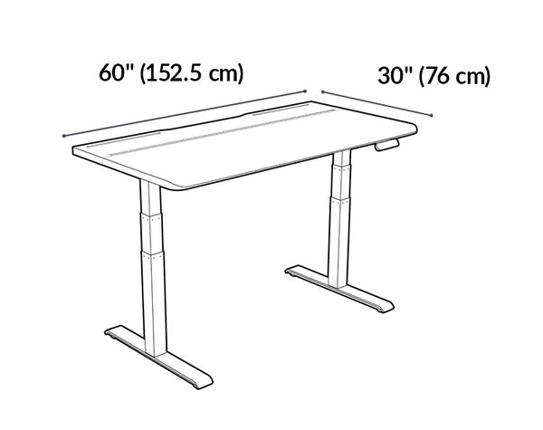 Electric Standing Desk with ComfortEdge&trade; 60x30 Light Wood is 60 inches wide and 30 inches deep